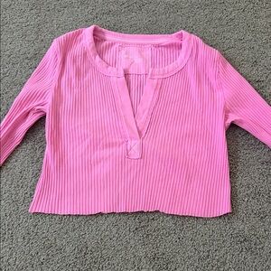 Aerie Pink Ribbed Crop Top